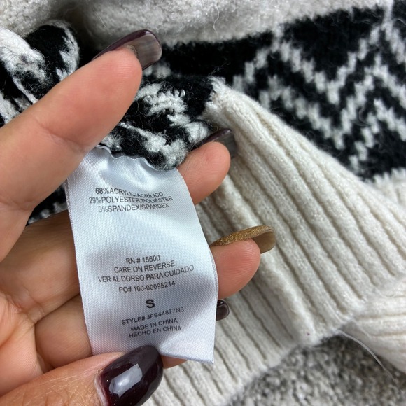 Mason & Belle Womens Cardigan Sweater Small Open‎ Front Aztec Print Cream Black - Picture 4 of 8